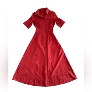 Staud Vibrant Autumn Orange Long Sleeve Dress